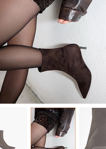 Bershka Kahverengi Süet Stiletto Topuklu Bot - Görsel 5