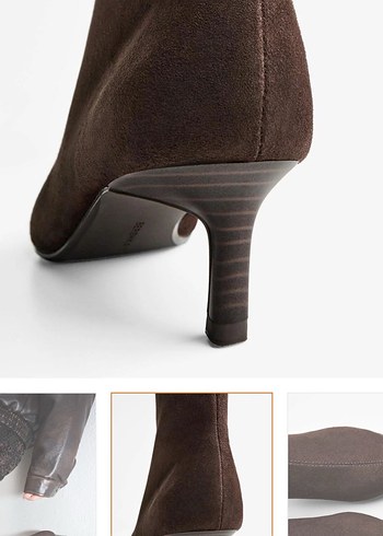 Bershka Kahverengi Süet Stiletto Topuklu Bot - Görsel 6