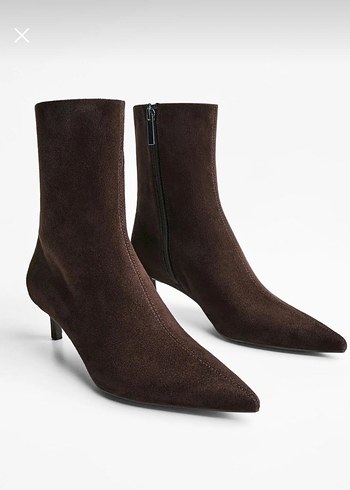 Bershka Kahverengi Süet Stiletto Topuklu Bot - Görsel 3