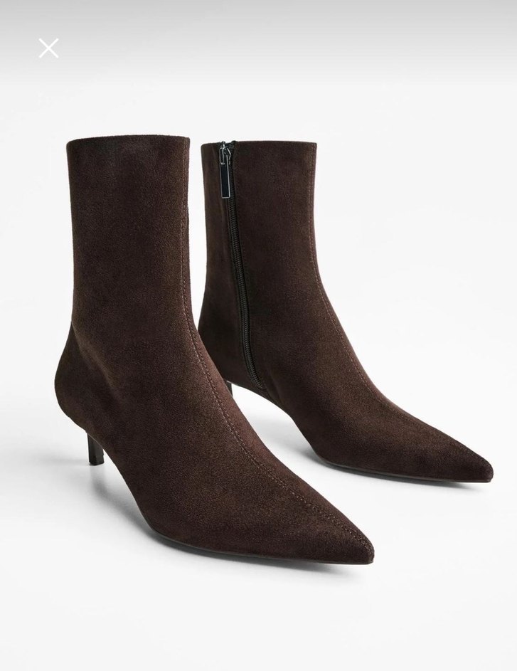 Bershka Kahverengi Süet Stiletto Topuklu Bot - Görsel 3