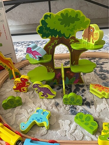 Beden Tooky toy 40 parça ahşap dinazor oyun seti
