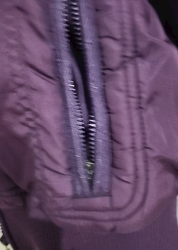 Koyu Mor Kürklü Kadın Mont - Görsel 5