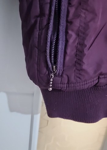 Koyu Mor Kürklü Kadın Mont - Görsel 4