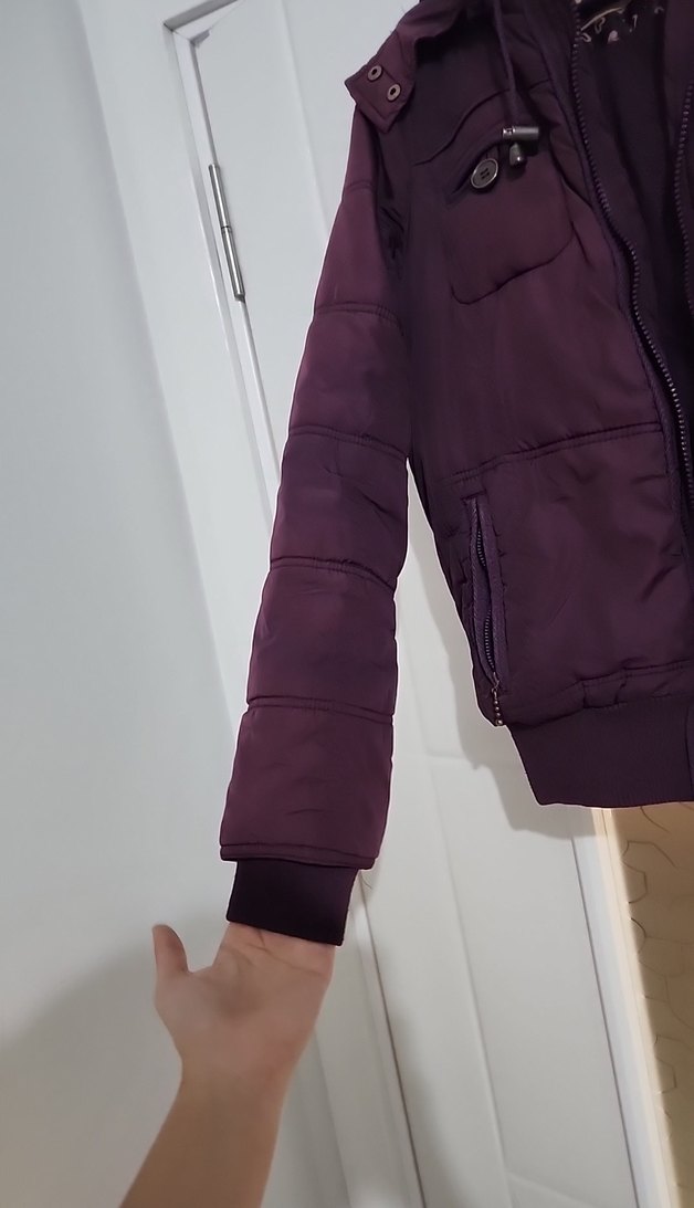 Koyu Mor Kürklü Kadın Mont - Görsel 3