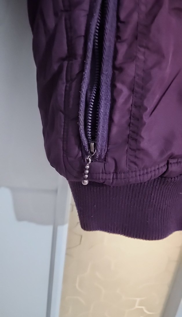 Koyu Mor Kürklü Kadın Mont - Görsel 4