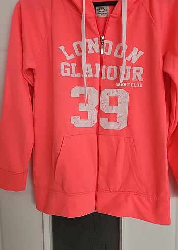 Neon Pembe Kapüşonlu Kadın Sweatshirt - Görsel 5