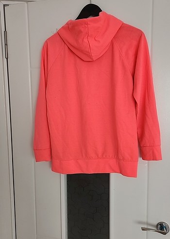 Neon Pembe Kapüşonlu Kadın Sweatshirt - Görsel 4