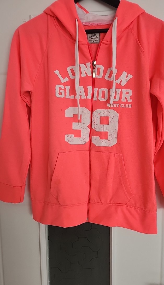 Neon Pembe Kapüşonlu Kadın Sweatshirt - Görsel 5