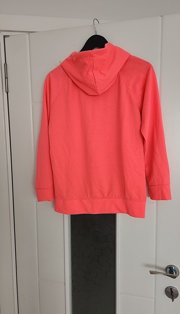 Neon Pembe Kapüşonlu Kadın Sweatshirt - Görsel 4