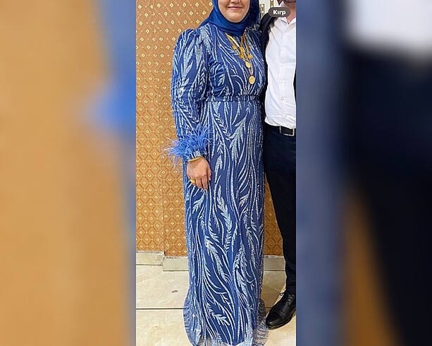 Mavi abiye elbise şalı hediye
