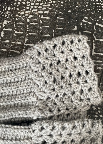 Bohem Gri Örgü Kadın Eldiven - Görsel 2