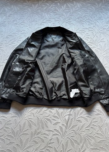 Koton Marka Siyah Deri Bomber Ceket - Görsel 3