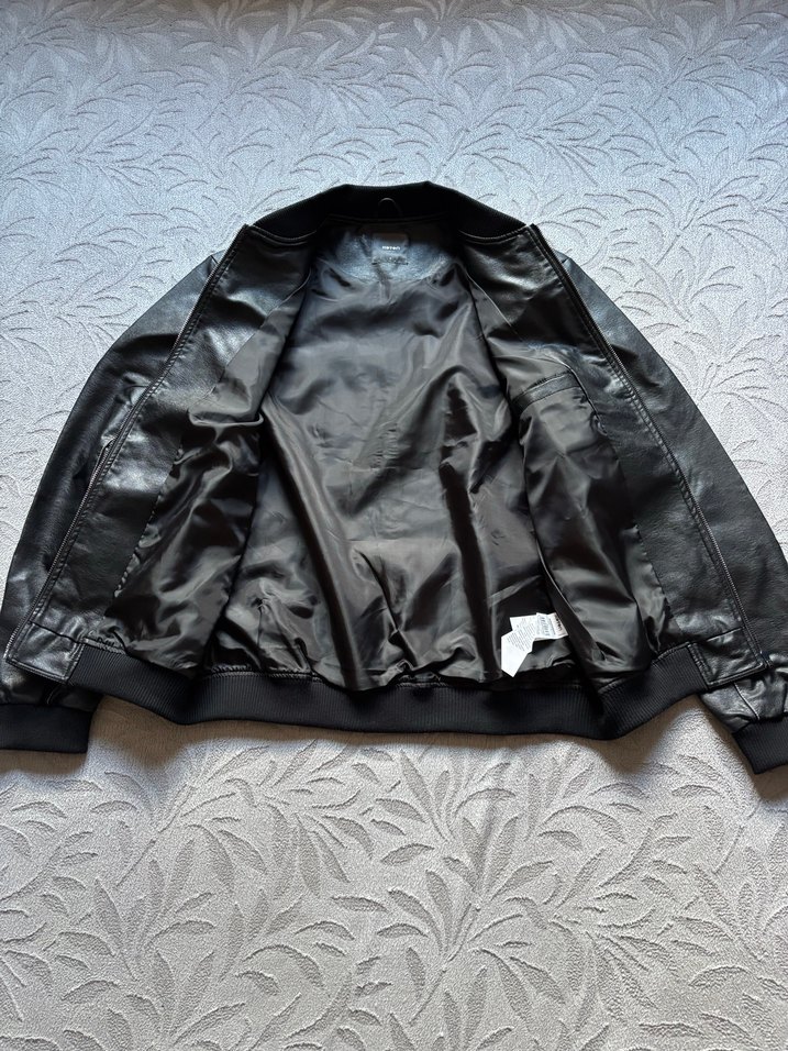 Koton Marka Siyah Deri Bomber Ceket - Görsel 3