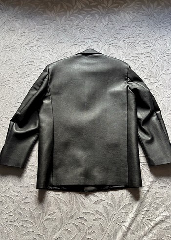 Clayvır Marka Siyah Unisex Deri Ceket - Görsel 2