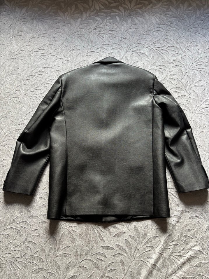Clayvır Marka Siyah Unisex Deri Ceket - Görsel 2