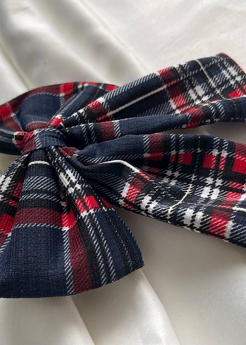 Renkli Ekose Desenli Kadın Fiyonk Saç Aksesuarı - Görsel 2