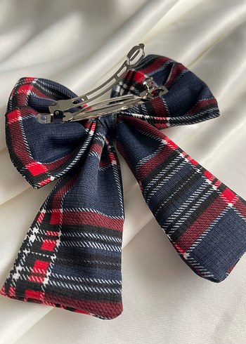 Renkli Ekose Desenli Kadın Fiyonk Saç Aksesuarı - Görsel 3