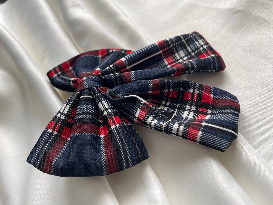 Renkli Ekose Desenli Kadın Fiyonk Saç Aksesuarı - Görsel 2