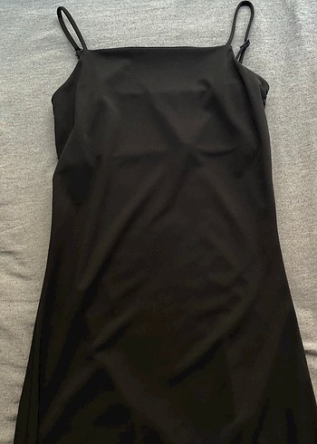 xs Beden Siyah Askılı Uzun yandan yırtmaçlı Elbise H&M