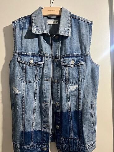 Mango denim kot yelek