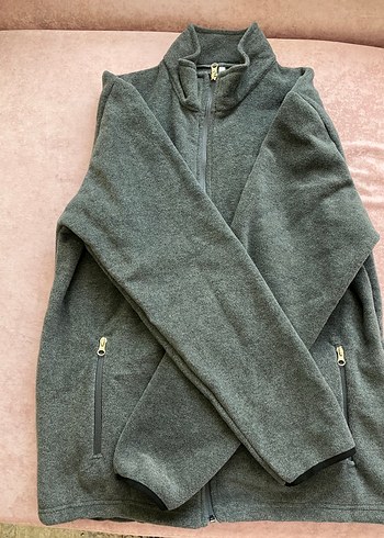 Gri Fermuarlı Erkek Polar Ceket - Görsel 4