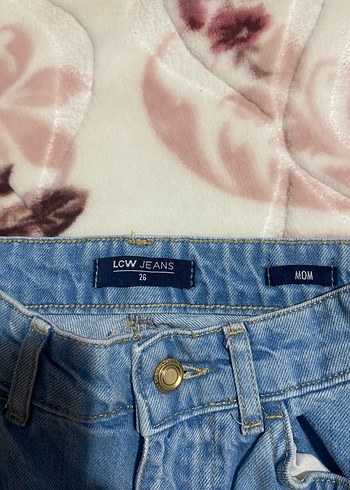 Kadın Mavi Bağlama Desenli Salaş Kot Pantolon - Görsel 3