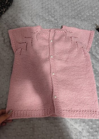 Kız Çocuk Pembe Örgü Yelek