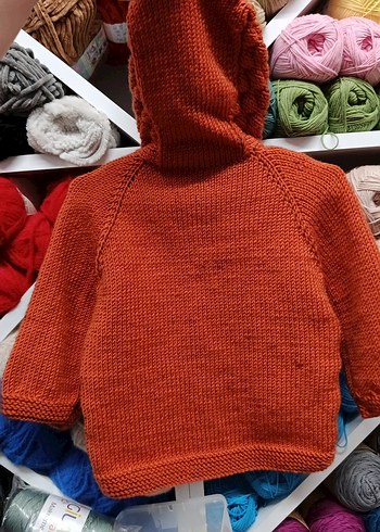 18-24 Ay Beden kahverengi Renk Erkek Çocuk Örgü Hırka - Uzun Kollu, Rahat Kesim