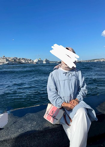 38 Beden Müslin kumaş mavi tunik