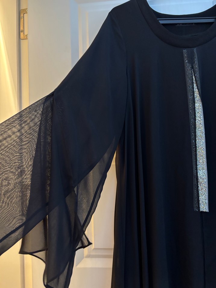 Siyah Uzun Kollu Salaş Kadın Elbise - Görsel 3