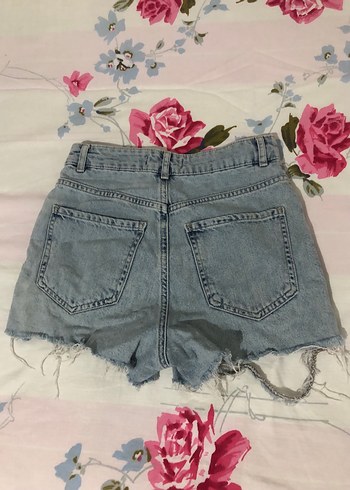 Mavi Yırtık Detaylı Mini Denim Şort - Görsel 2