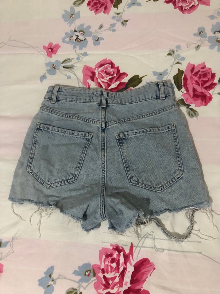 Mavi Yırtık Detaylı Mini Denim Şort - Görsel 2