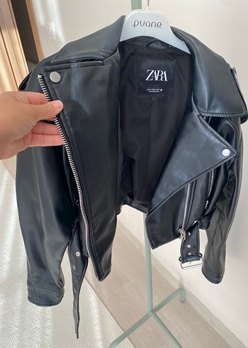Zara Kadın Siyah Deri Biker Ceket