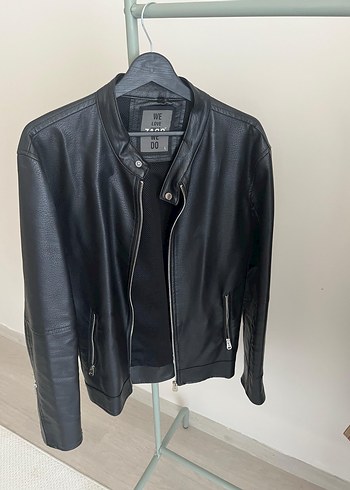 Siyah Deri Biker Ceket