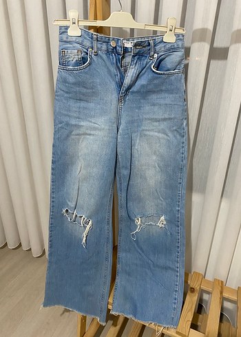 Kadın Mavi Bol Kesim Kot Pantolon