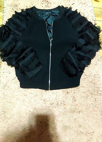 xs Beden Bayan S -xs fermuarlı ince crop buluz tasarım Zara Basic