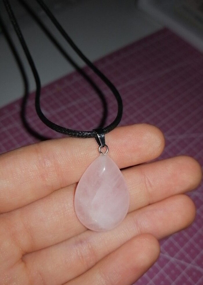 Pembe kuvars kolye - Görsel 3