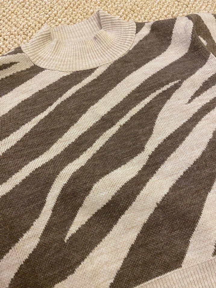 Vizon Zebra Desenli Triko Kadın Kazak - Görsel 2