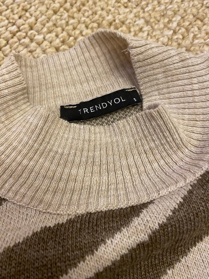 Vizon Zebra Desenli Triko Kadın Kazak - Görsel 3