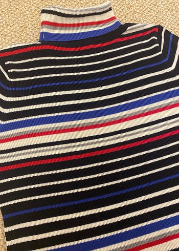 Çizgili Boğazlı Uzun Kollu Kadın Kazak - Görsel 2