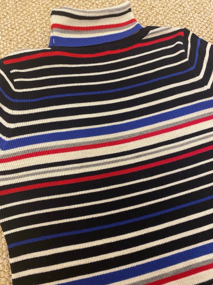 Çizgili Boğazlı Uzun Kollu Kadın Kazak - Görsel 2