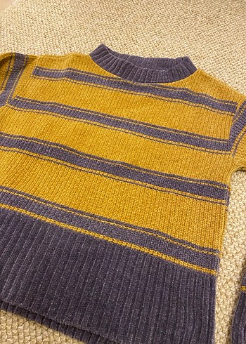 Kadife Çizgili  Kadın Kazak - Görsel 2