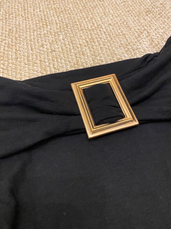 Kadın Siyah Kayık Yaka Kemer Detaylı Bluz - Görsel 3