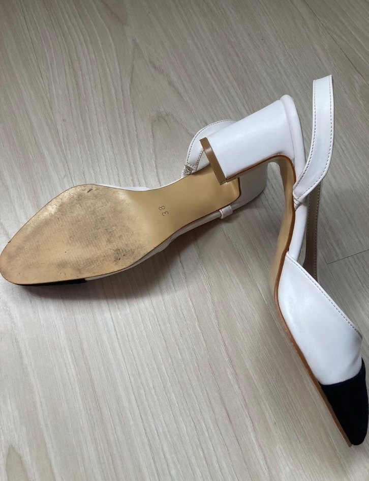 Beyaz Siyah Topuklu Ofis Ayakkabısı - Görsel 4