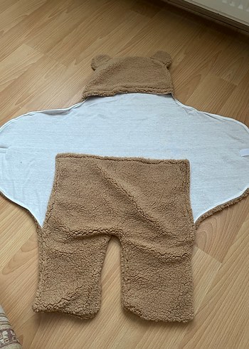 Kapüşonlu Kahverengi Bebek tulumu - Görsel 3