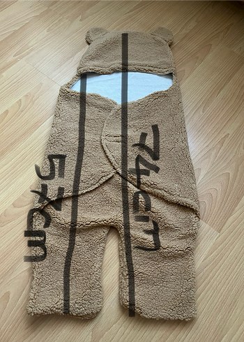 Kapüşonlu Kahverengi Bebek tulumu - Görsel 4