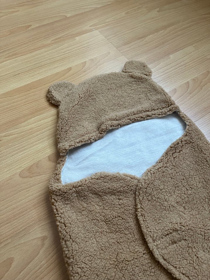 Kapüşonlu Kahverengi Bebek tulumu - Görsel 2