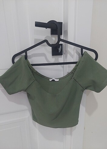 xs Beden haki Renk Stradivarius crop