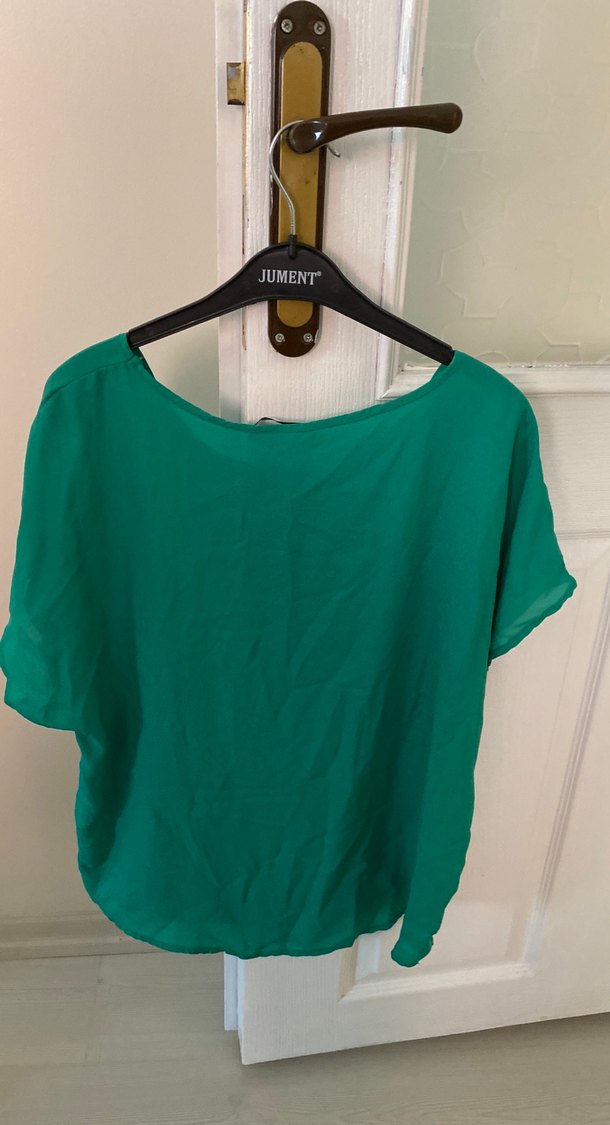 Yeşil Kısa Kollu Salaş Bluz - Görsel 2