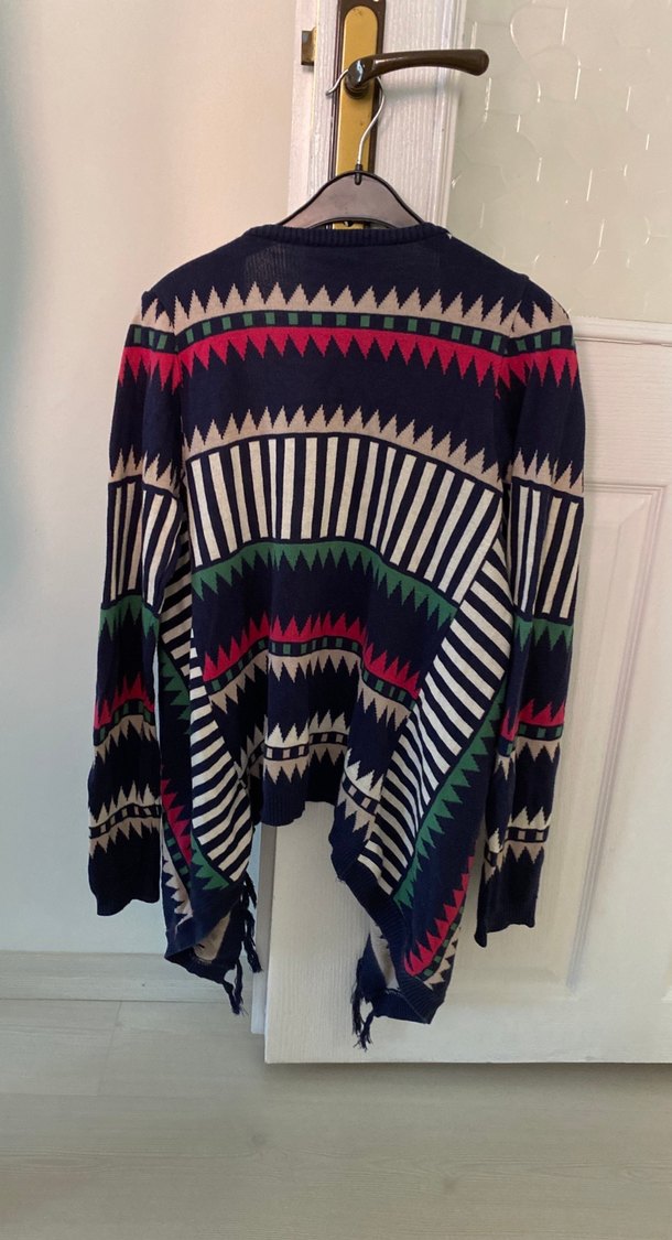 Bohem Çok Renkli Örgü Kadın Hırka - Görsel 2